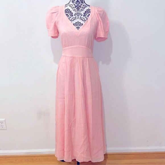 NWT!! LoveShackFancy Hutchinson Powder Pink Maxi Silk Blend Dress Size 4..545$!! - Picture 5 of 14